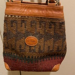 Kilim wool and leather crossbody